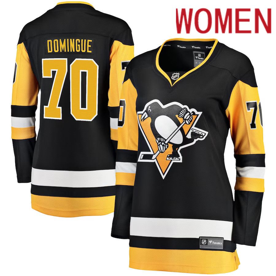 Women Pittsburgh Penguins #70 Louis Domingue Fanatics Branded Black Home Breakaway Player NHL Jersey